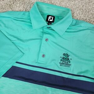 FootJoy Mens Large Green Striped Performance Stretch Golf Polo Short Sleeve